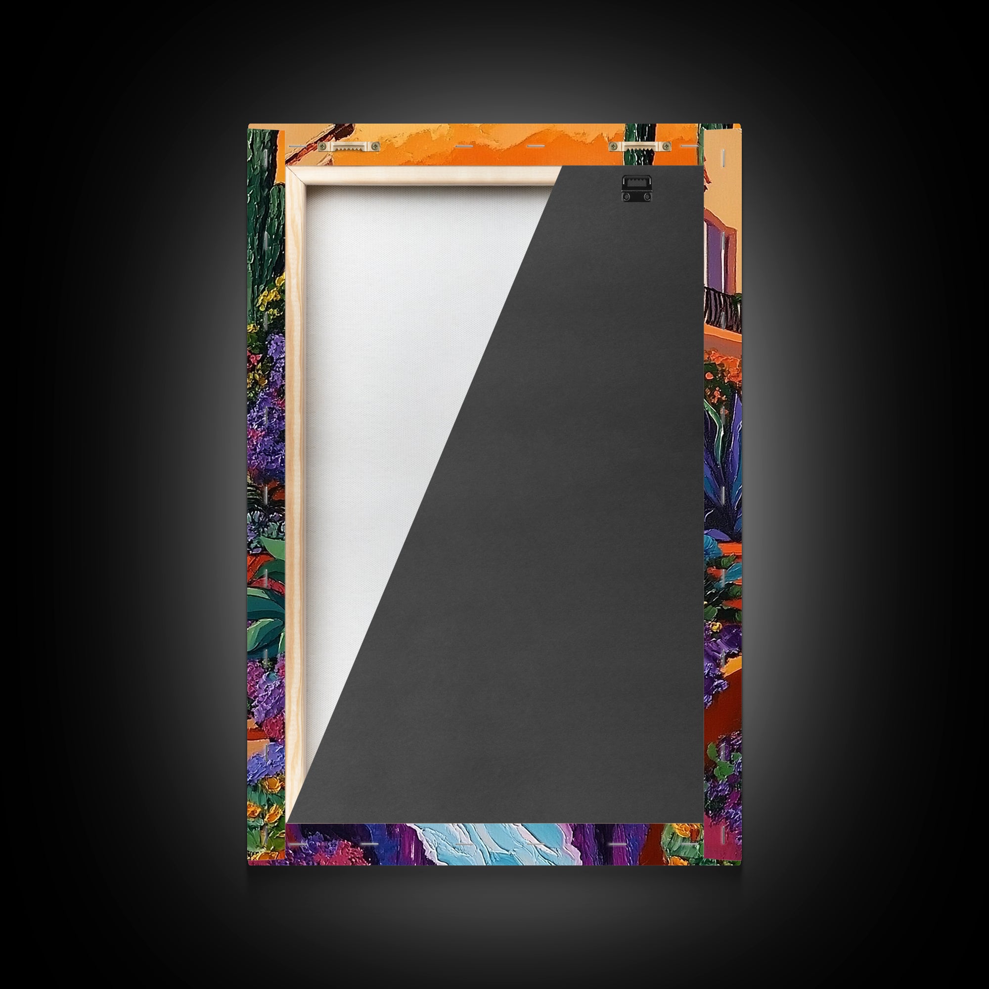 Coastal Pathway Stream, Sunset Cactus Art, Vibrant Garden Trail, Canvas Print, Mediterranean Landscape, Kitchen Wall Decor, Boho Art