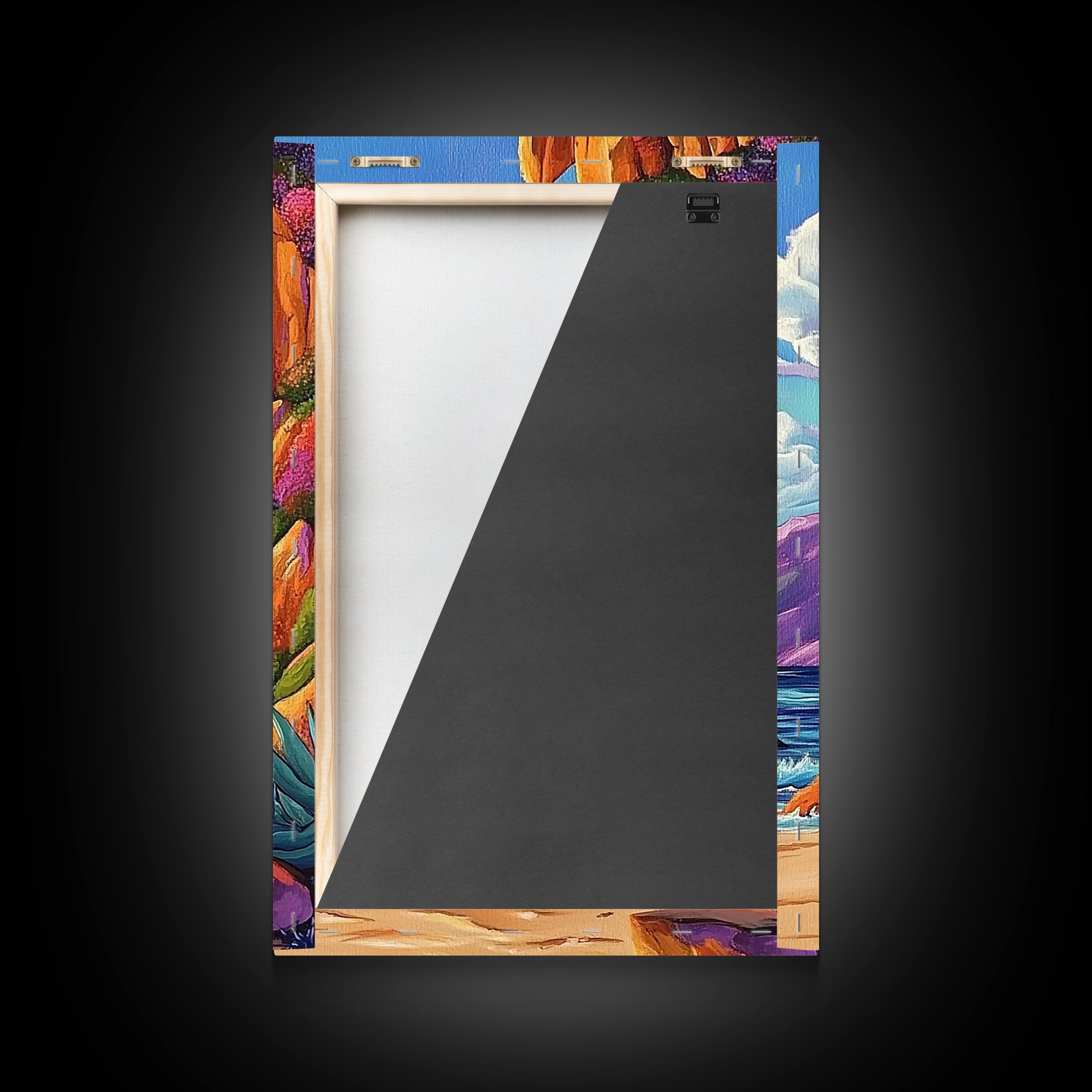 Desert Cliffs and Sea, Coastal Rock Formation, Vibrant Shoreline Scene, Canvas Print, Living Room Wall Art, Bold Nature Painting