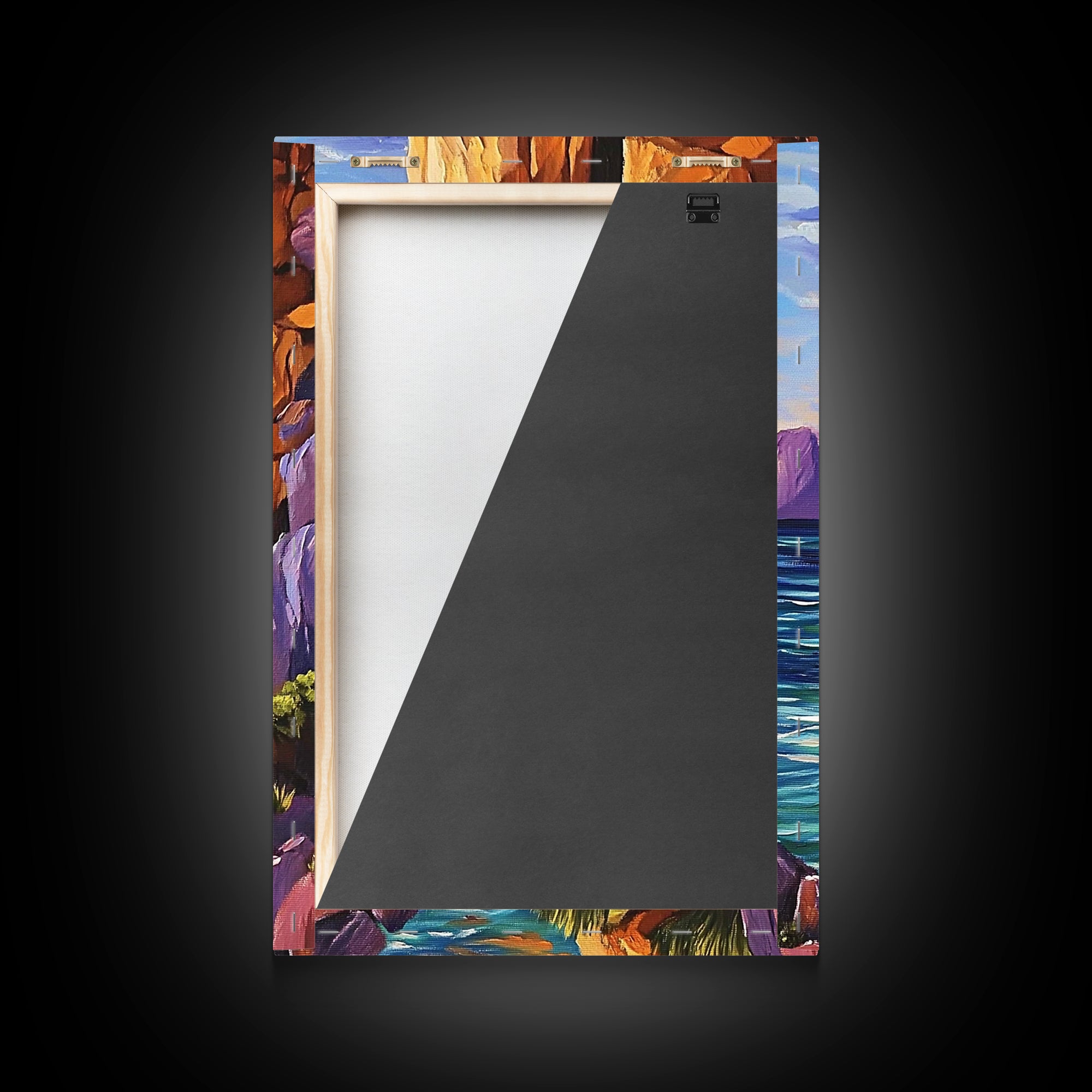 Canyon Waterfall, Ocean Cliffs, Nature Escape, Rugged Landscape, Fall Season Decor, Living Room Wall Art, Framed Canvas Print