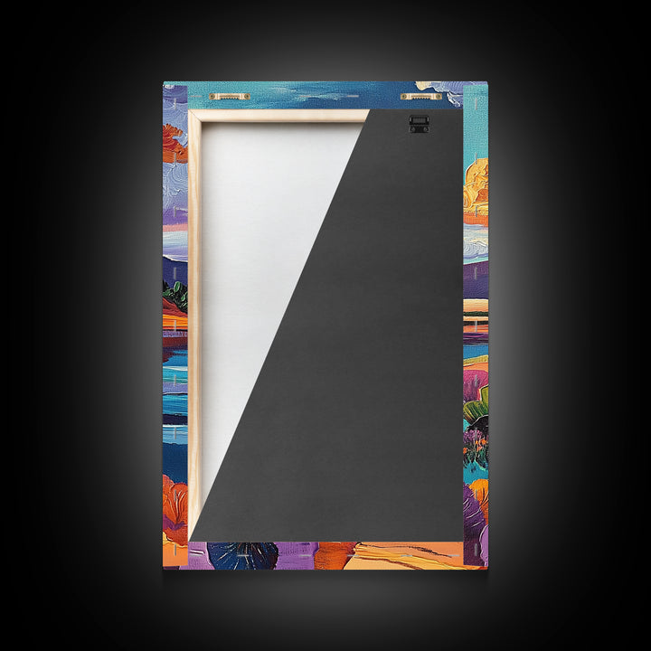 Desert Pathway Painting, Vibrant Mountain Scene, Colorful Earthy Art, Framed Canvas Print, Rustic Hallway Wall Art, Fall Colors