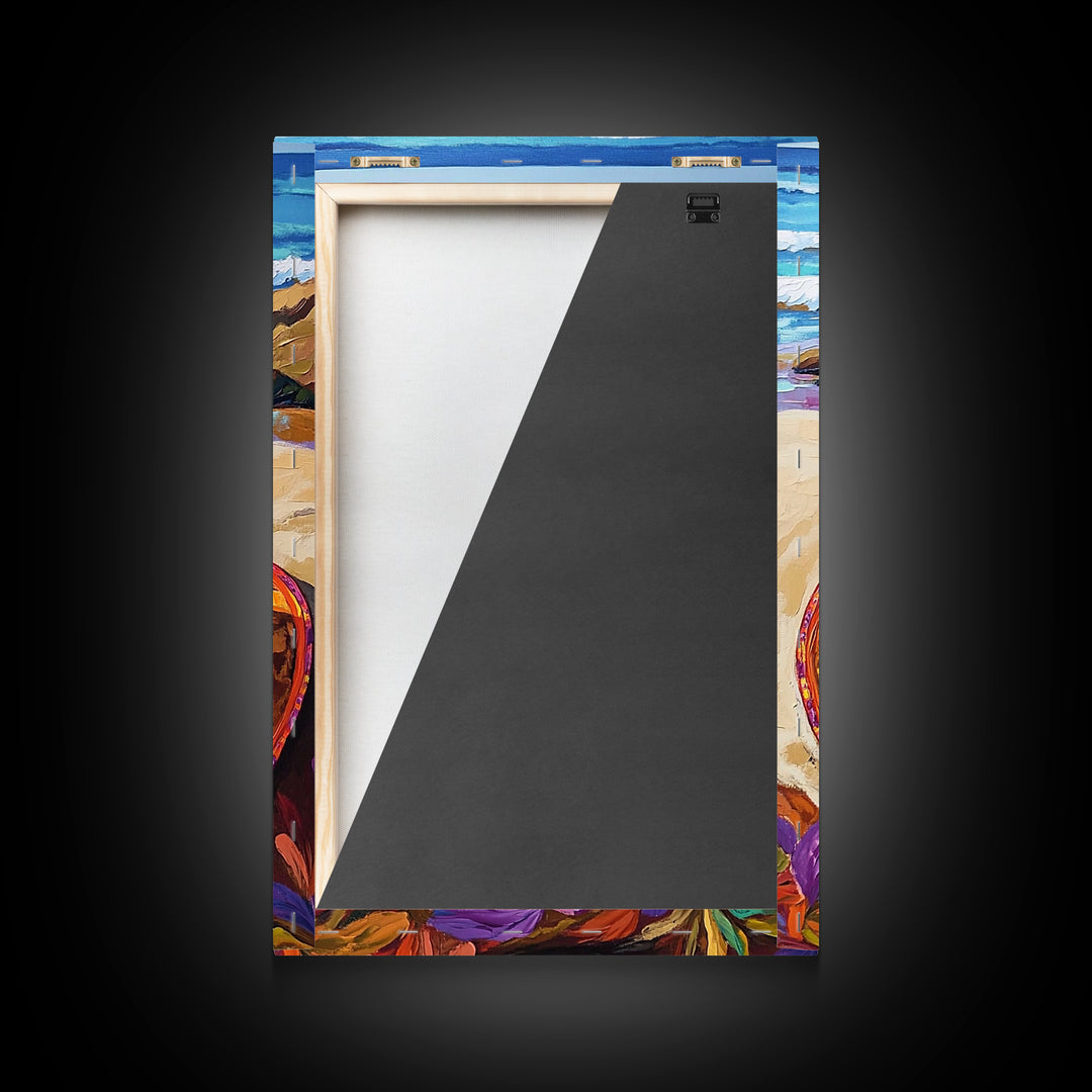 Beach, Hat, Summer, Coastal, Canvas Print, Summer beach scene with festive sombrero, great coastal kitchen or vacation home wall art