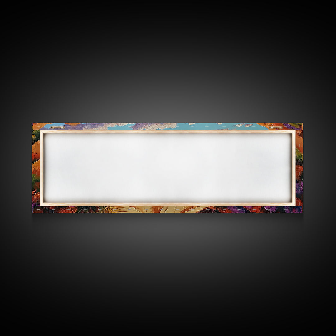 Desert Path, Beach Escape, Vibrant Nature, Scenic View, Framed Canvas Print, landscape painting, hallway art, sunset wall decor