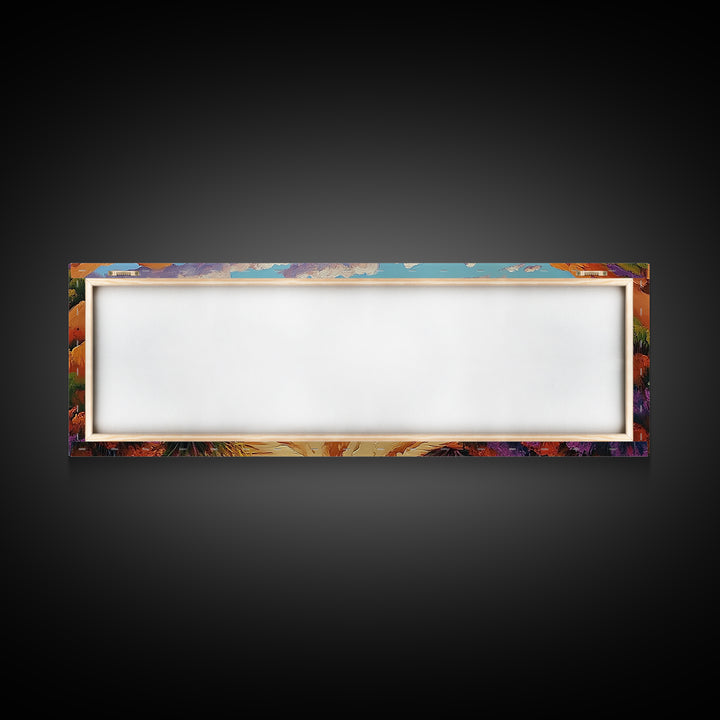 Desert Path, Beach Escape, Vibrant Nature, Scenic View, Framed Canvas Print, landscape painting, hallway art, sunset wall decor