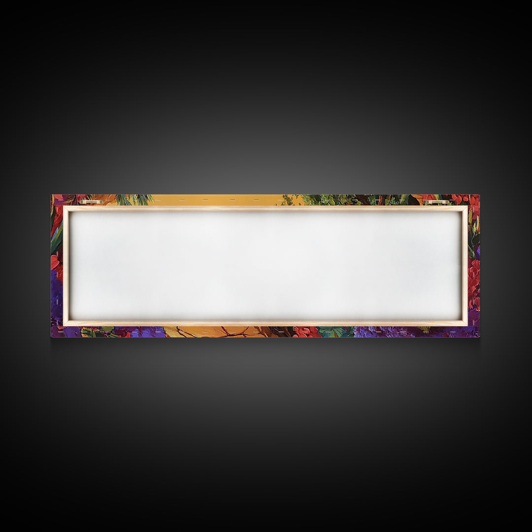 Desert Path, Floral Trail, Mountain View, Framed Canvas Print, Southwestern Wall Art, Nature Inspired Art, Boho Vibe, Living Room Decor