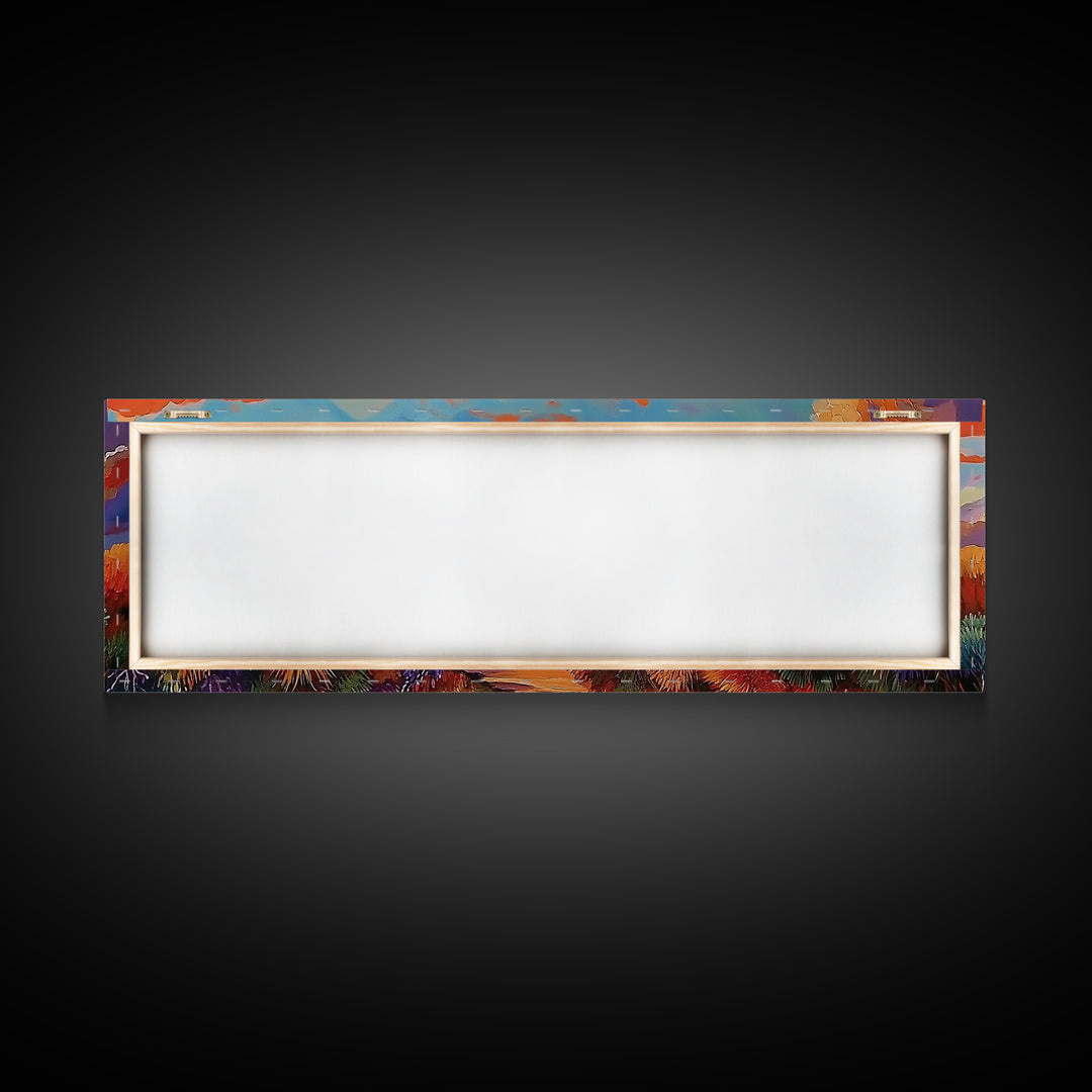 Desert Sunset, Golden Fields, Cloudscape Horizon, Canvas Print, vibrant desert painting, Fall boho art, hallway wall art