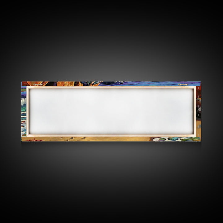 Rocky Shoreline Waves, Ocean Rocks Art, Seaside Spray, Framed Canvas Print, Bathroom Coastal Wall Art, Bold Beach Style, Nautical Decor