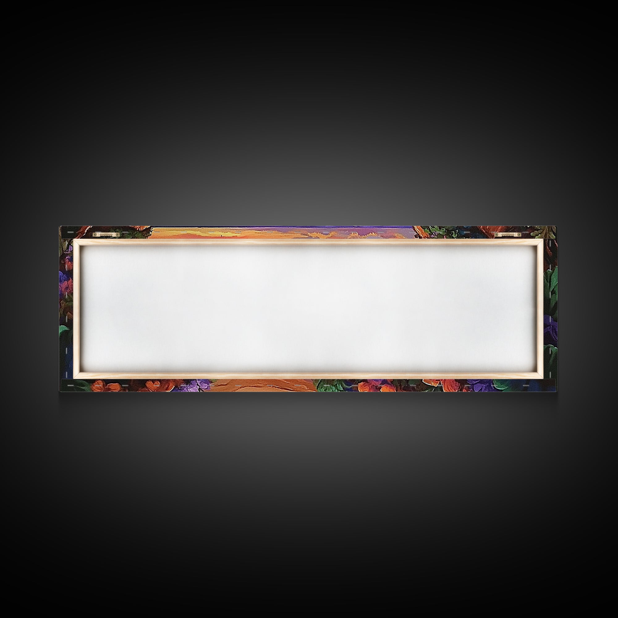 Rocky Beach Cove, Tropical Floral Ocean Art, Sunset Coastline View, Framed Canvas Print, Bathroom Wall Art, Nature Inspired Style