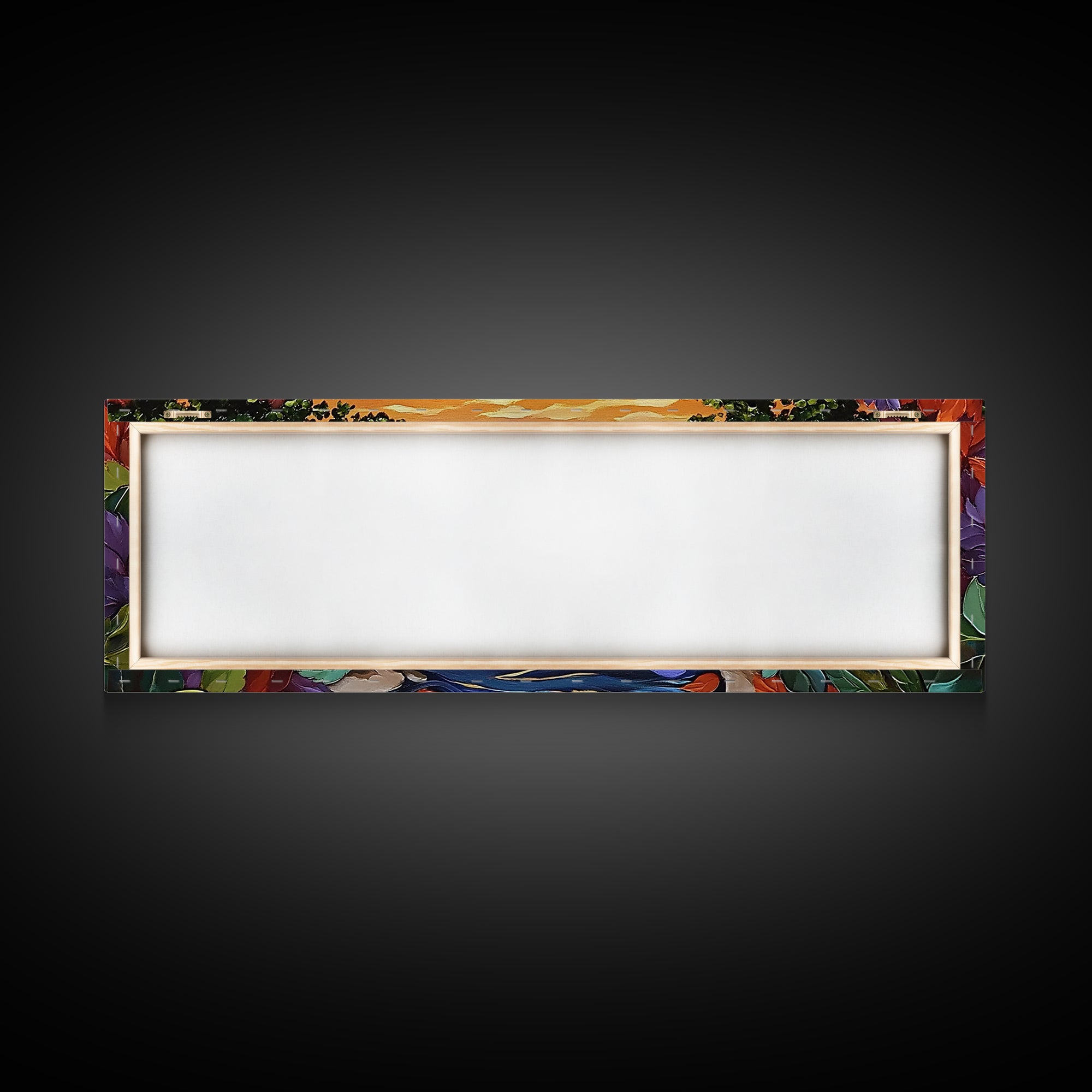 Autumn River Glow, Fall Leaf Reflections, Vibrant Nature Scene, Framed Canvas Print, Rustic Wall Art, Entryway or Dining Room Decor