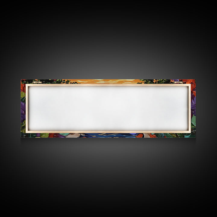 Autumn River Glow, Fall Leaf Reflections, Vibrant Nature Scene, Framed Canvas Print, Rustic Wall Art, Entryway or Dining Room Decor