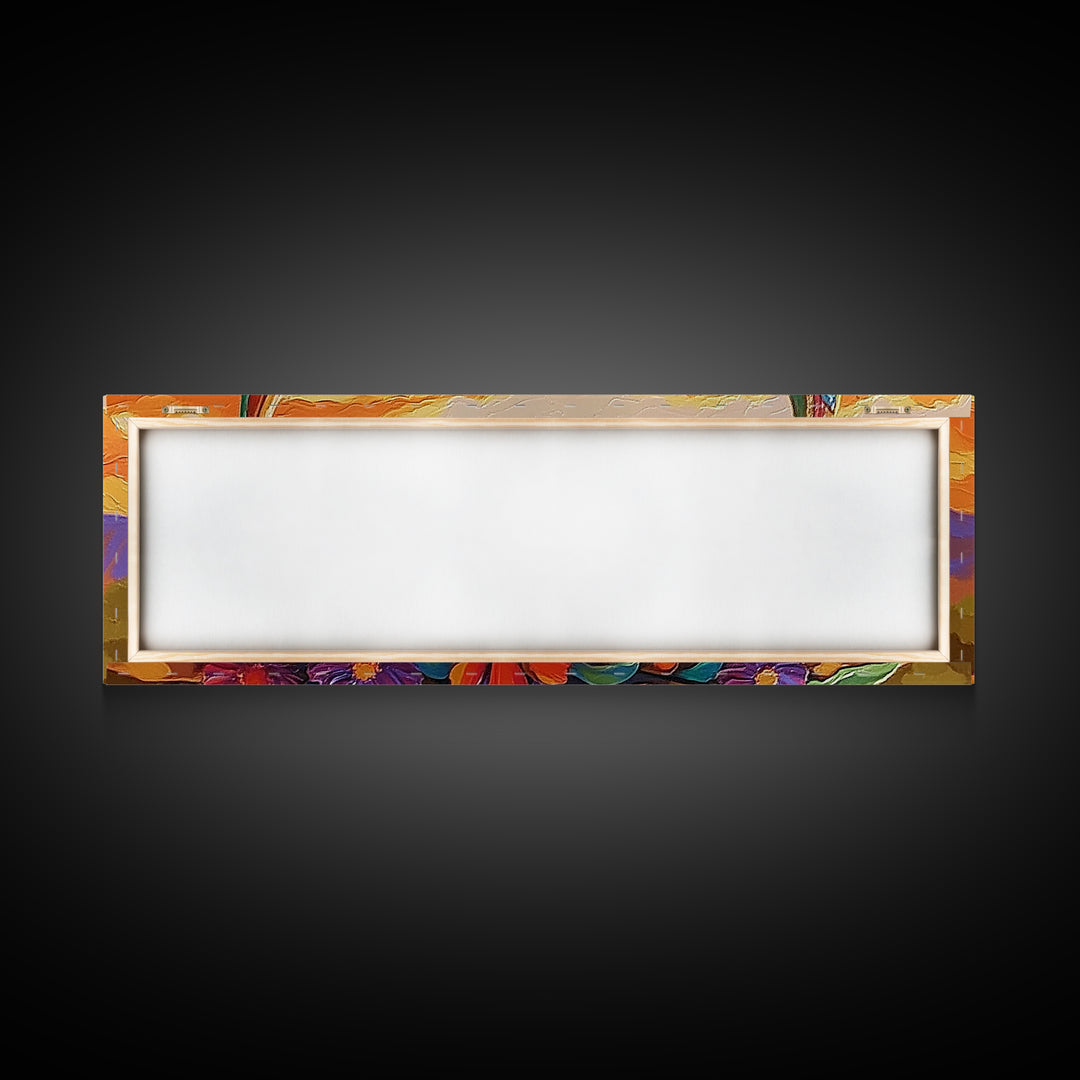 Crescent Moon, Floral Sunset, Western Vibes, Framed Canvas Print, Desert Boho Wall Art, Living Room Decor, Whimsical Southwestern Art