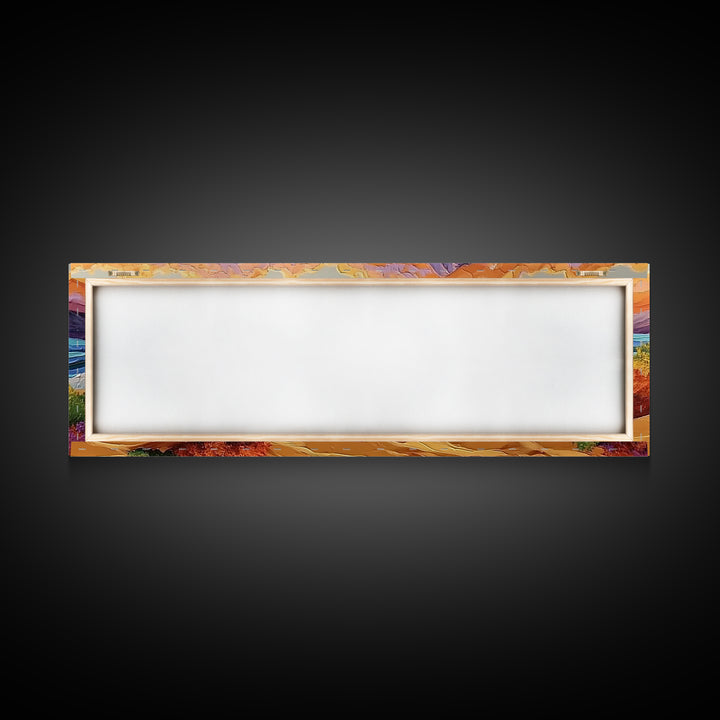 Desert Dunes, Ocean Splash, Sunset Mountains, Fall Tones Framed Canvas Print, Living Room Wall Art, Southwest Colorful Art