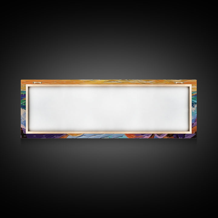 Rocky Shoreline Scene, Vibrant Sea Garden, Coastal Wave Power, Nature Texture Painting, Framed Canvas Print, Ocean Lover Wall Art