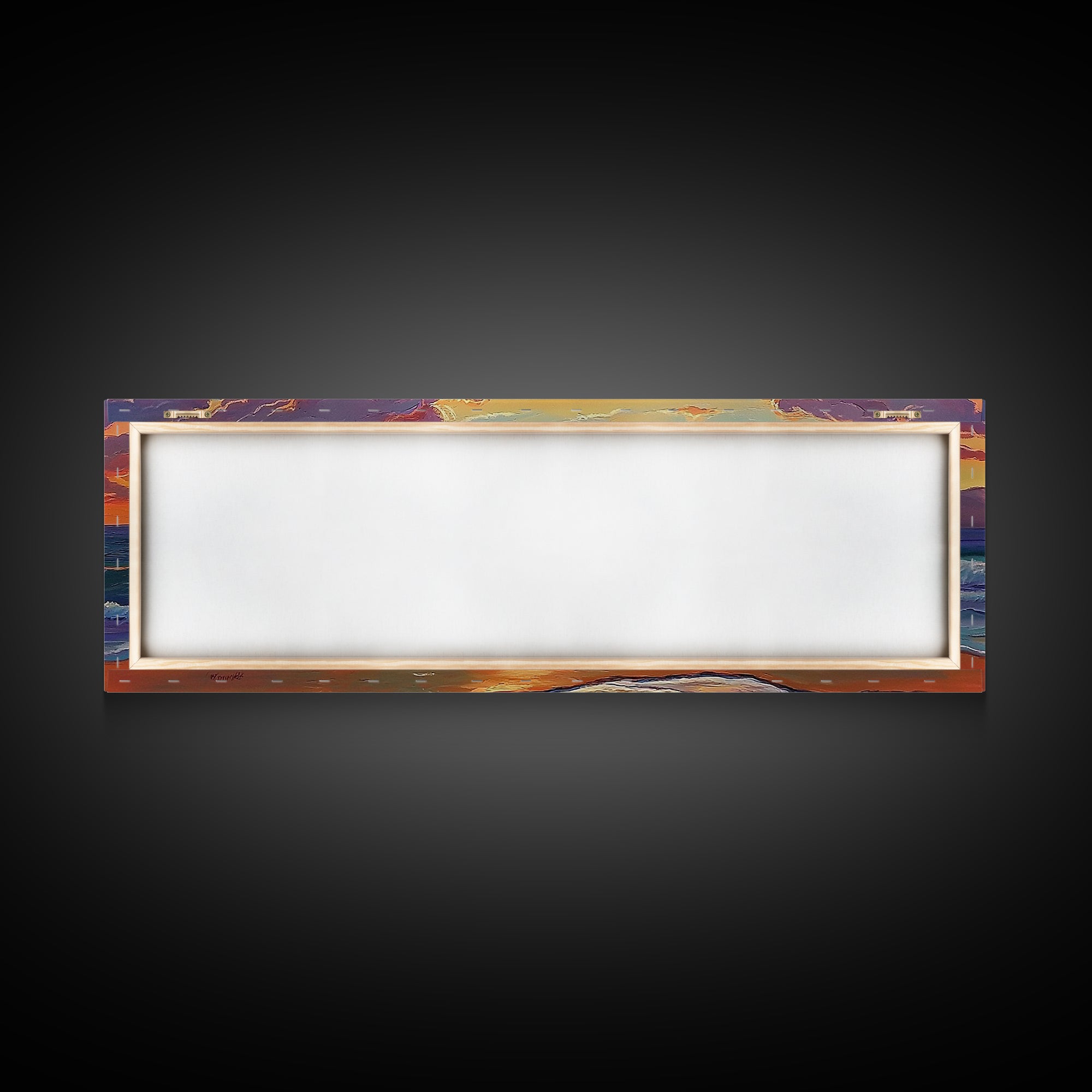 Crashing Sunset Waves, Ocean Horizon Art, Coastal Abstract Painting, Framed Canvas Print, Colorful Living Room Wall Art, Beach Vibes