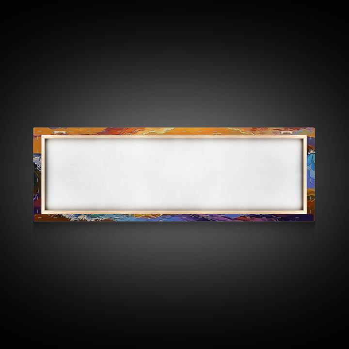 Crashing Waves, Vibrant Seascape, Ocean Energy, Coastal Sunset, Framed Canvas Print, Beach House Decor, Modern Nautical Art