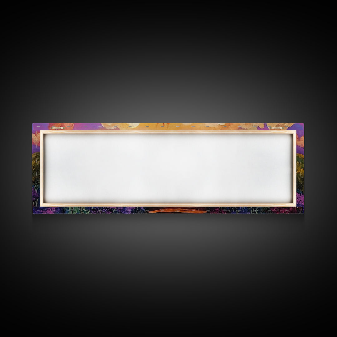 Dramatic Bonfire Night, Vibrant Flame in Hills, Scenic Nature Wall Art, Framed Canvas Print, Fall Lodge Decor, Rustic Landscape Artwork