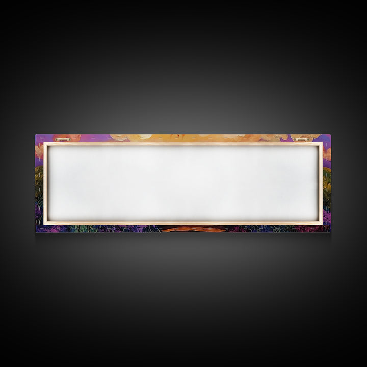 Dramatic Bonfire Night, Vibrant Flame in Hills, Scenic Nature Wall Art, Framed Canvas Print, Fall Lodge Decor, Rustic Landscape Artwork