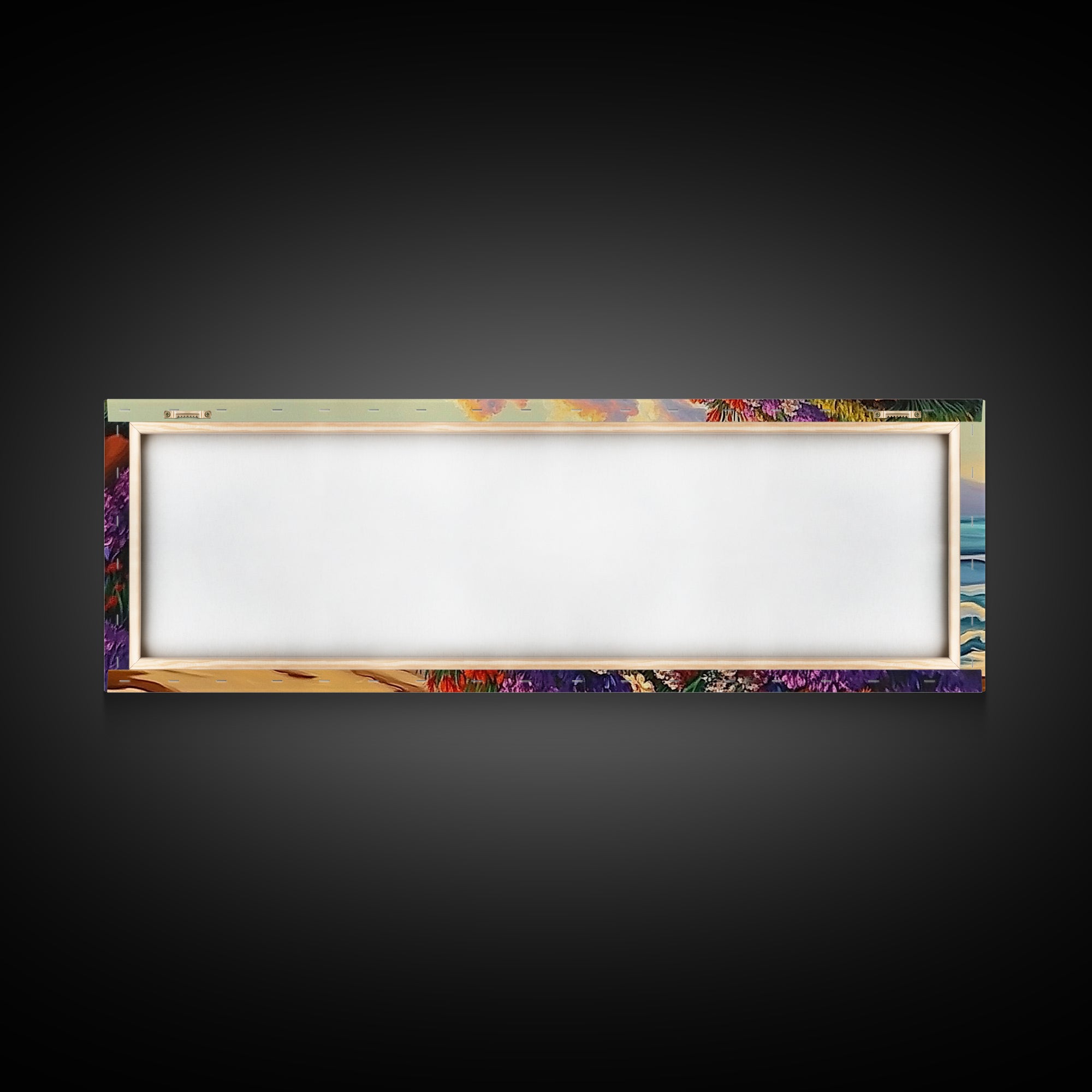 Cliffside Flowers, Ocean Waves, Sunset Coast, Canvas Print, Vibrant Coastal Wall Art, Bedroom or Bathroom Decor, Bohemian Beach Art