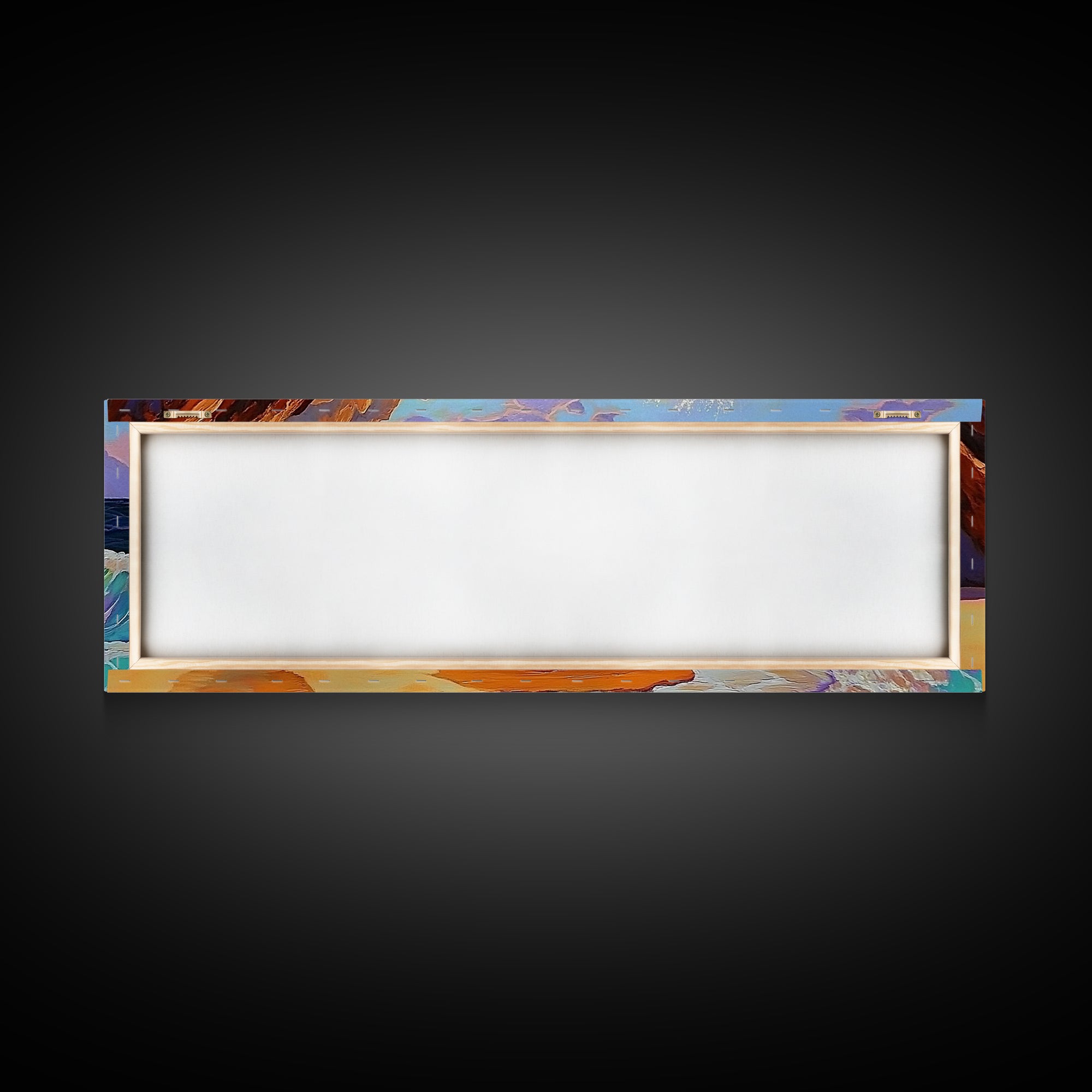 Crashing Wave, Coastal Shore, Sunset Beach, Framed Canvas Print, Ocean Wall Art, Beach Decor, Vibrant Surf Painting, Bathroom Art