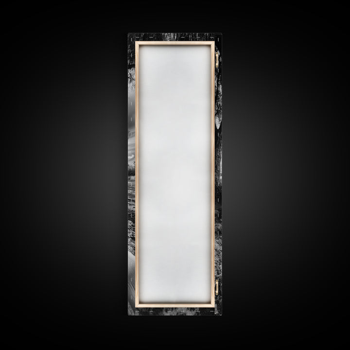 River Through Trees, Tranquil Forest Stream, Reflective Nature Art, Framed Canvas Print, Zen Living Room Wall Decor, Calm Scene