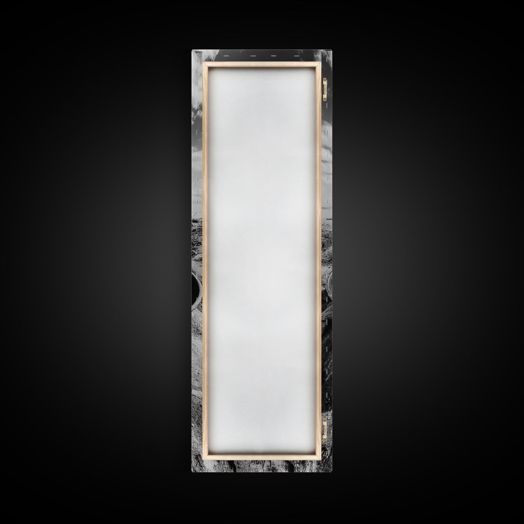 Desert Bowl, Coastal Landscape, Black and White Texture, Minimal Earth Tones, Framed Canvas Print, Rustic Farmhouse Kitchen Wall Art