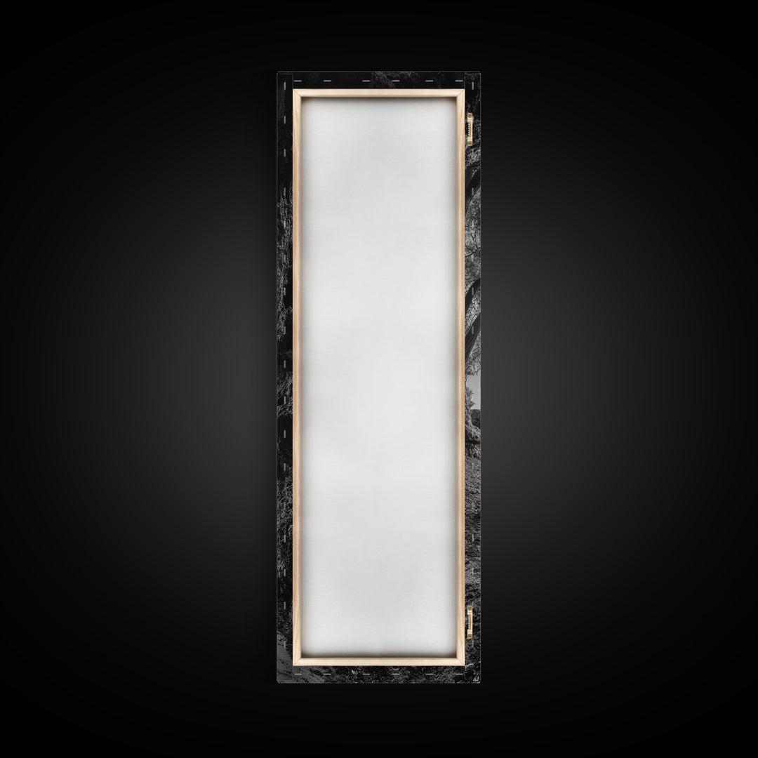 Cave View, Coastal Tree, Ocean Horizon, Black and White Landscape, Canvas Print, Rustic Seaside Art, Living Room Art, Entry Wall Decor