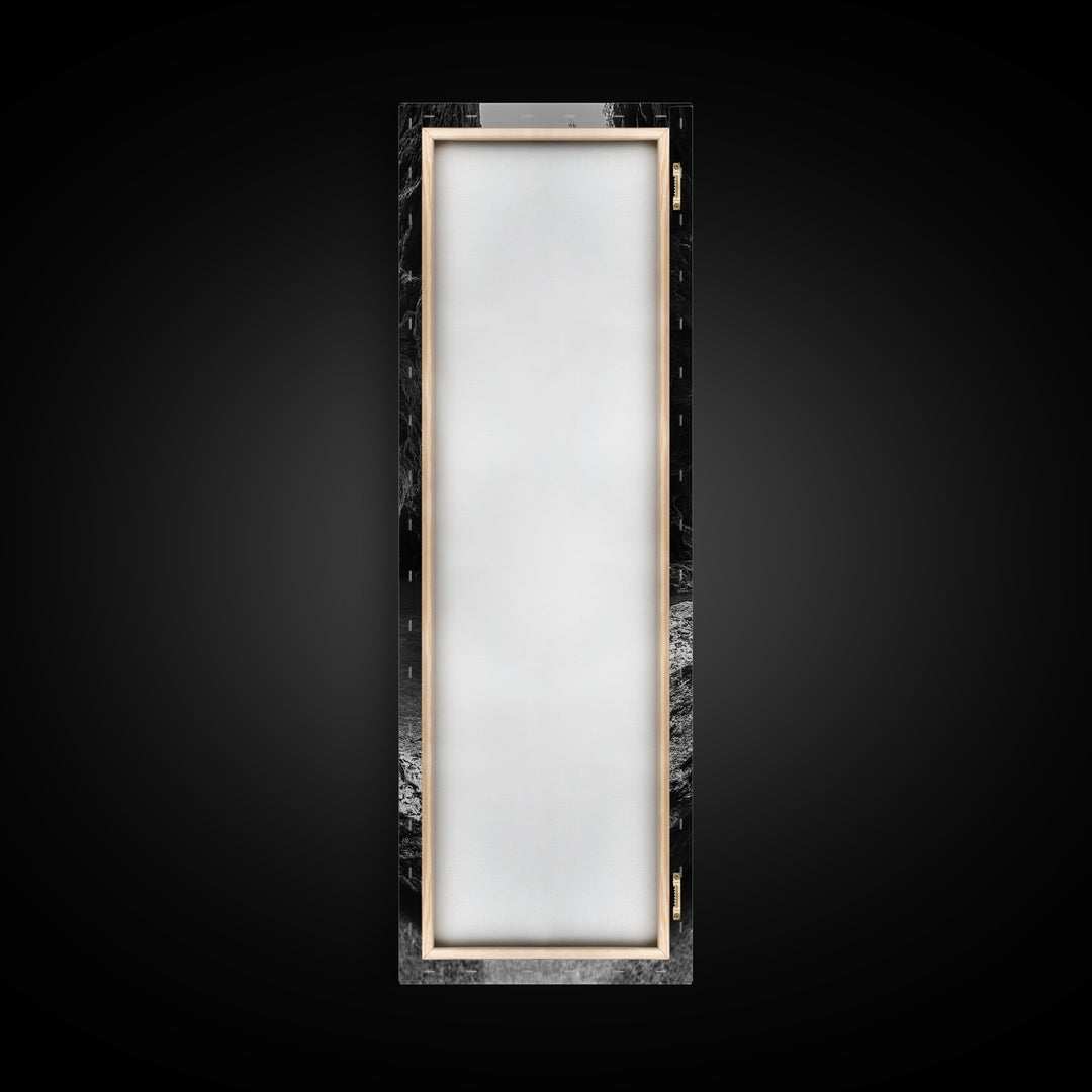 Cliff Canyon, Tranquil Water, Forest Reflection, Natural Pool, Framed Canvas Print, Black and White Nature Art, Spa Print, Hallway Decor