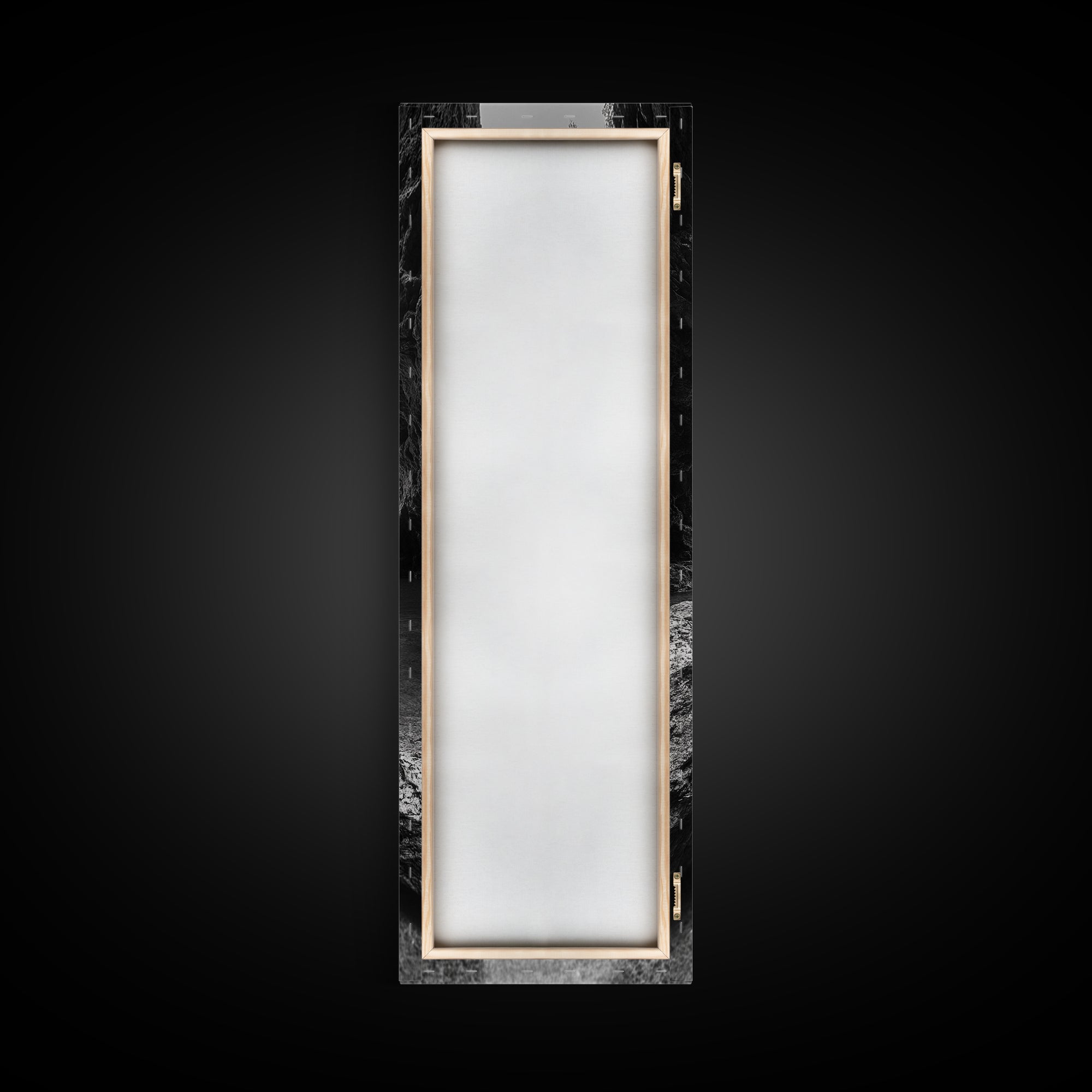 Cliff Canyon, Tranquil Water, Forest Reflection, Natural Pool, Framed Canvas Print, Black and White Nature Art, Spa Print, Hallway Decor