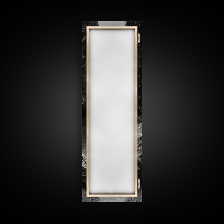 Cliff Canyon, Tranquil Water, Forest Reflection, Natural Pool, Framed Canvas Print, Black and White Nature Art, Spa Print, Hallway Decor