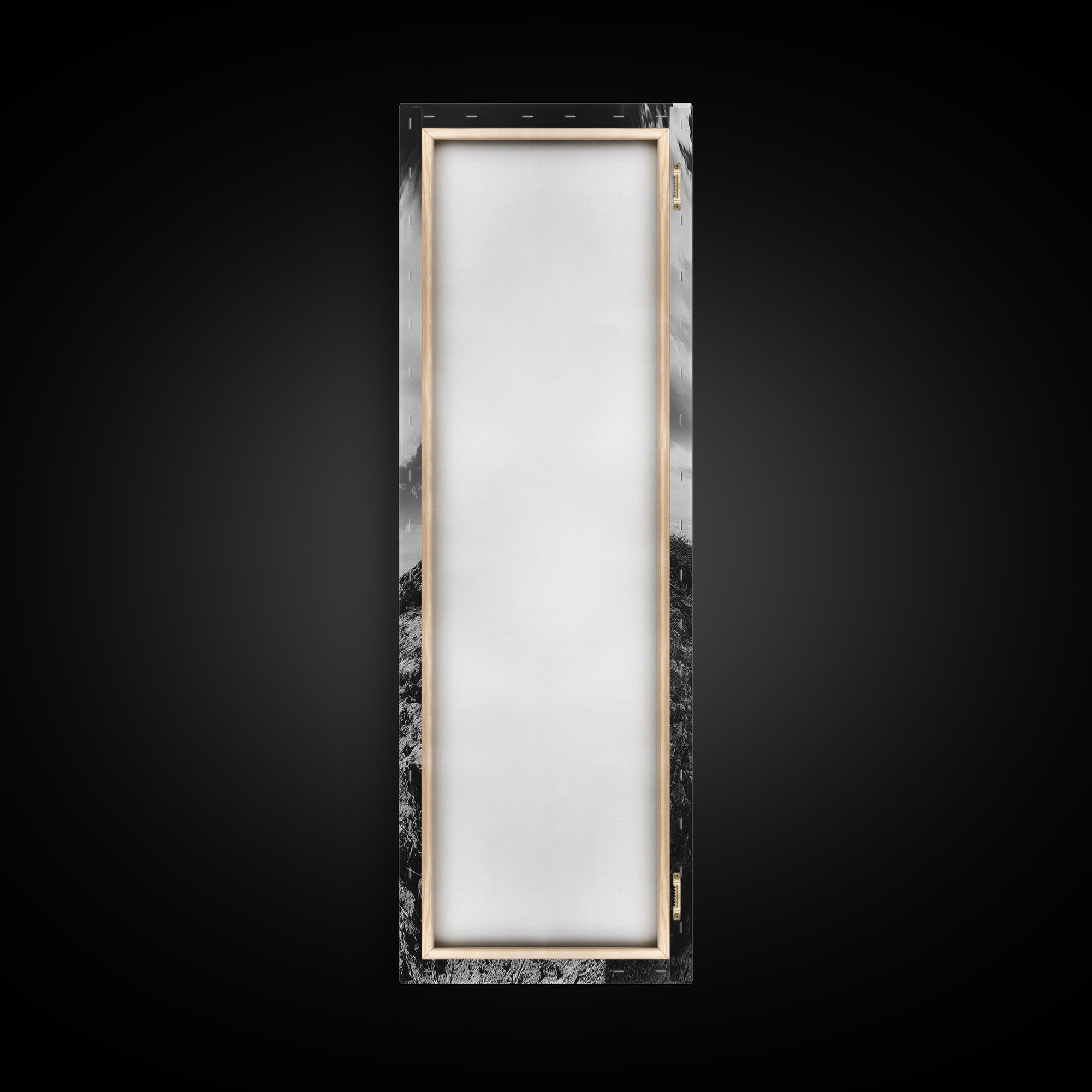 Cliffside Horizon, Beach Escape, Black and White Nature, Framed Canvas Print, Coastal Wall Art, Entryway Decor, Minimalist Aesthetic