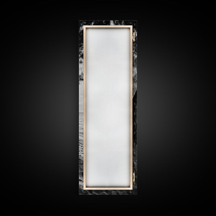 Coastal Tree Shade, Beach Sand Path, Seaside Serenity, Nature Retreat, Framed Canvas Print, Bathroom Wall Art, Neutral Tones, Calm Ocean Art