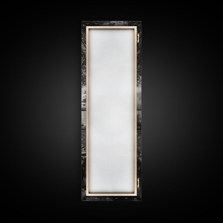 Campfire Sunset, Autumn Gathering, Fireside Evening, Lake Horizon, Framed Canvas Print, Fall Decor, Cabin Living Room Wall Art, Nature Lodge Print