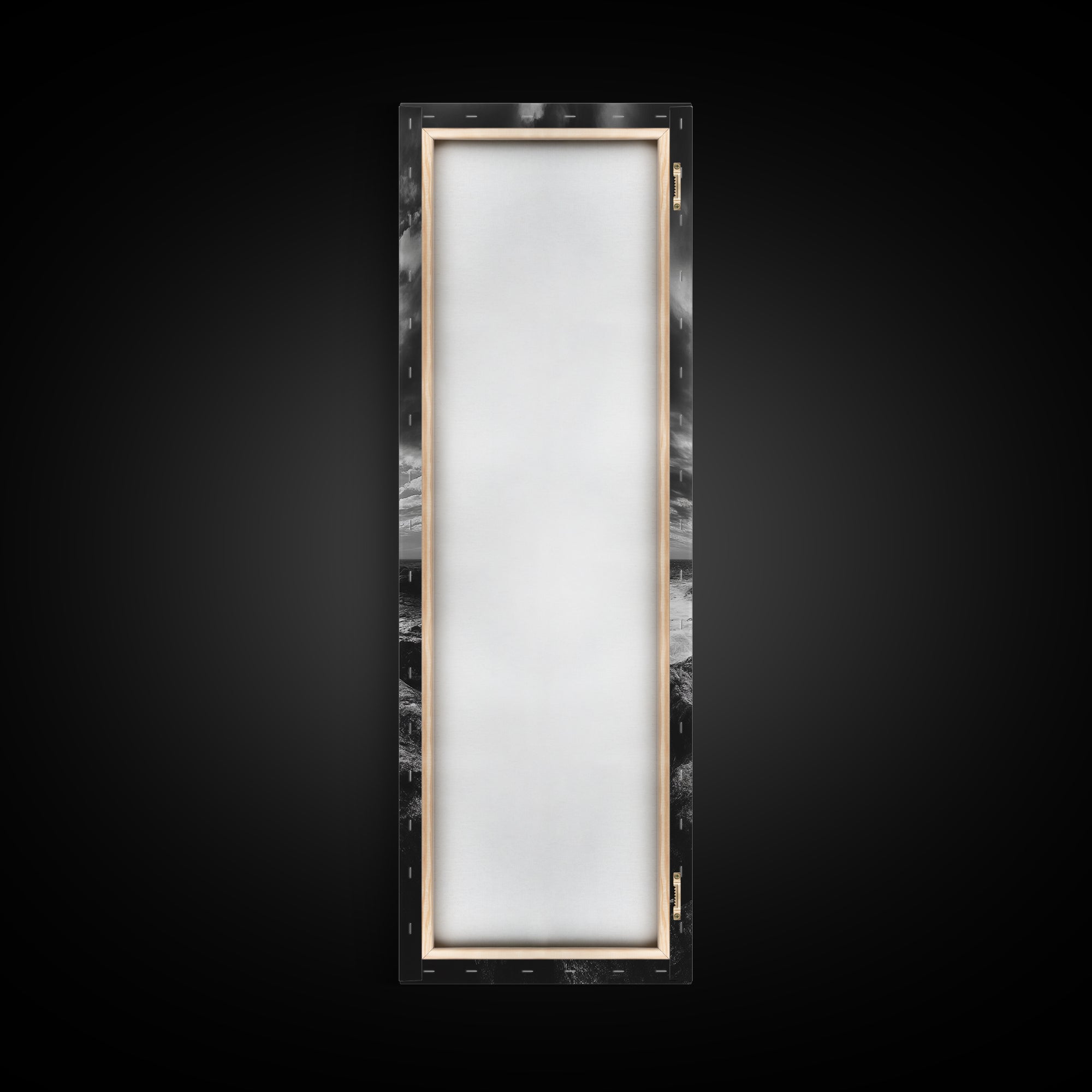 Coastal Beacon, Nautical Light, Ocean Landscape, Sunset Sky, Lighthouse Photography Framed Canvas Print, Living Room Nautical Wall Art