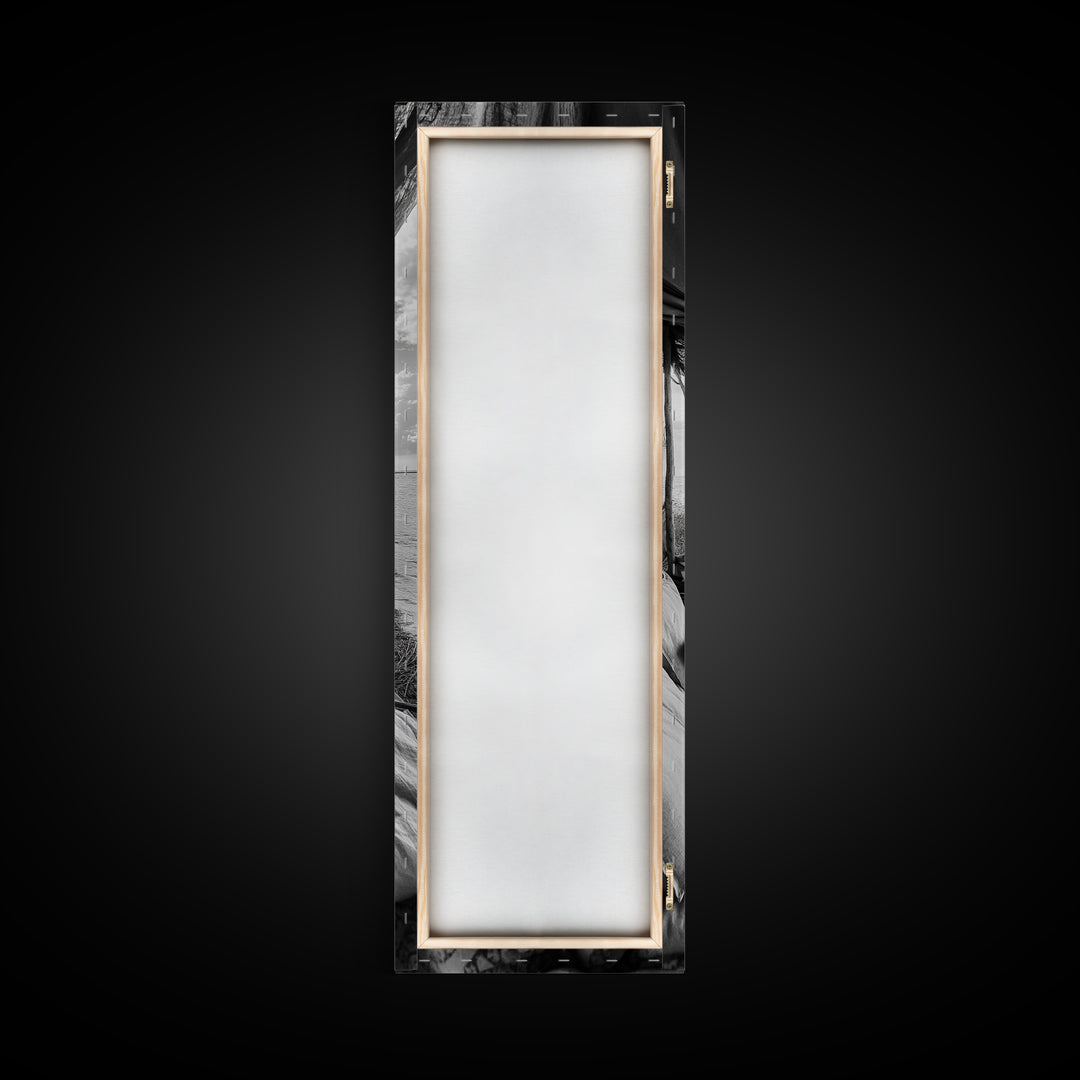 Coastal Bed View, Ocean Canopy, Seaside Rest, Framed Canvas Print, Boho Bedroom Wall Art, Rustic Beach Photography, Nature Retreat Decor