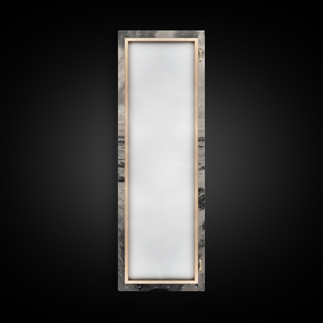 Rusted Pipe Beach, Industrial Coastal Vibe, Grunge Seascape, Framed Canvas Print, Urban Loft Art, Bathroom Wall Art, Office Wall Art