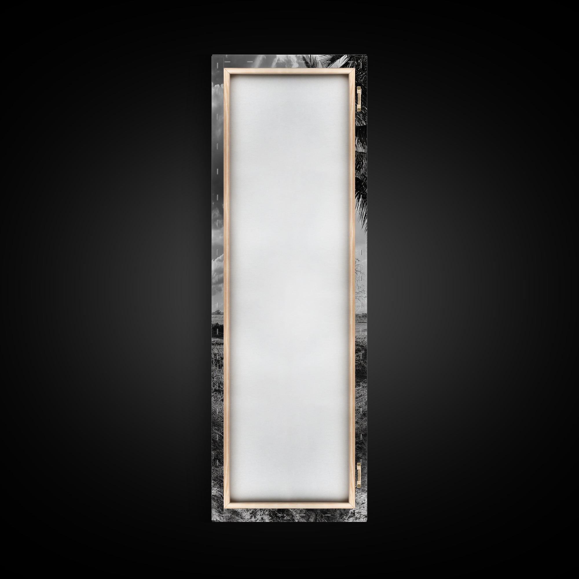 Rustic Cabin, Countryside Road, Farm Field, Palm Trees, Framed Canvas Print, Farmhouse Entryway Wall Art, Fall Landscape,  Den Wall Art