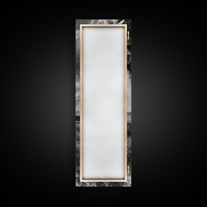 Rustic Cabin, Countryside Road, Farm Field, Palm Trees, Framed Canvas Print, Farmhouse Entryway Wall Art, Fall Landscape,  Den Wall Art