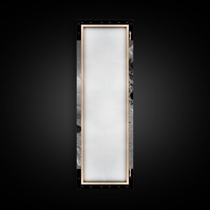 Rocky Beach, Calm Water, Summer Shore, Black White Coastal View, Framed Canvas Print Beach Wall Art, Nature Decor, Coastal Bathroom Style