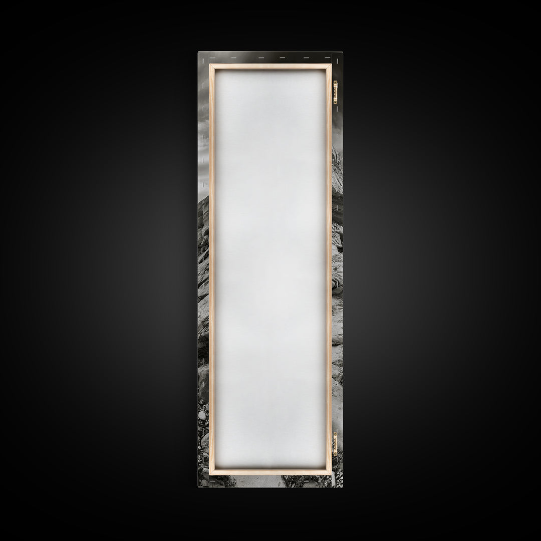 Rocky Coast Path, Serene Ocean View, Minimalist Nature, Framed Canvas Print, Neutral Tones, Beach Art, Hallway Wall Decor, Coastal Home Vibe