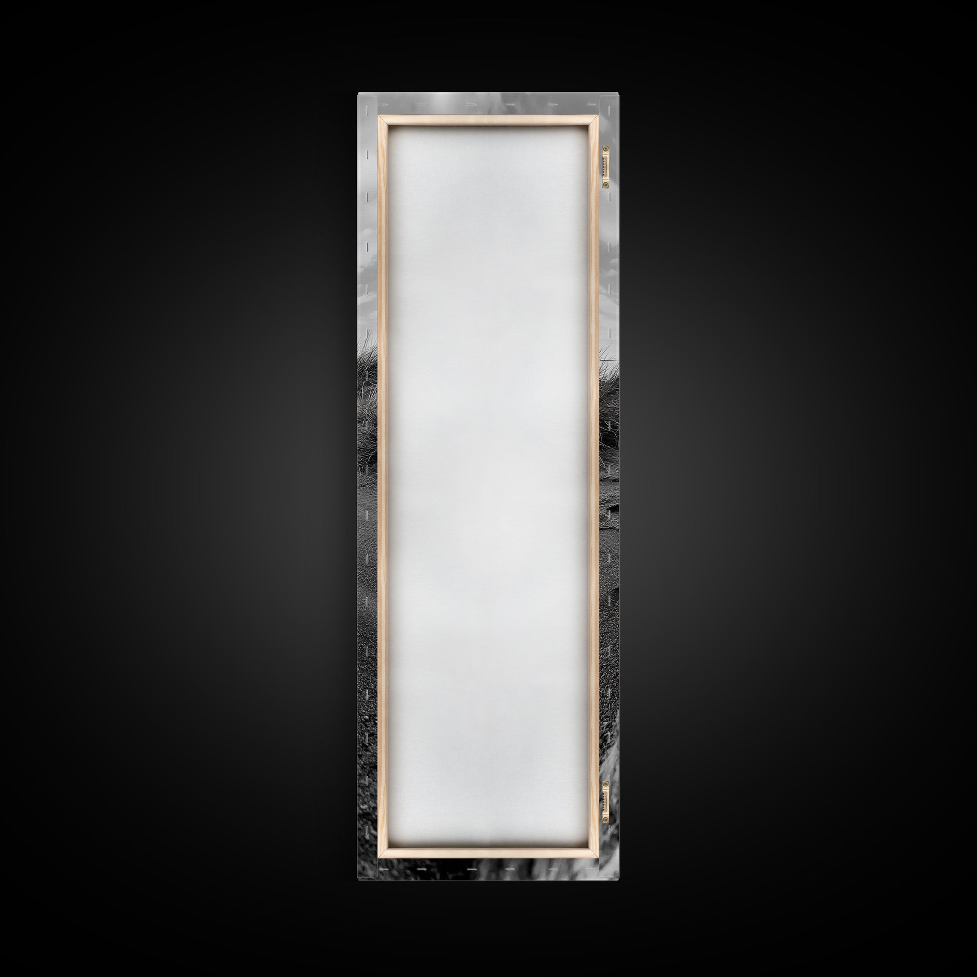 Rope in Sand, Beach Path Perspective, Coastal Journey, Framed Canvas Print, Bathroom Wall Art, Seaside Style, Minimalist Nautical Scene