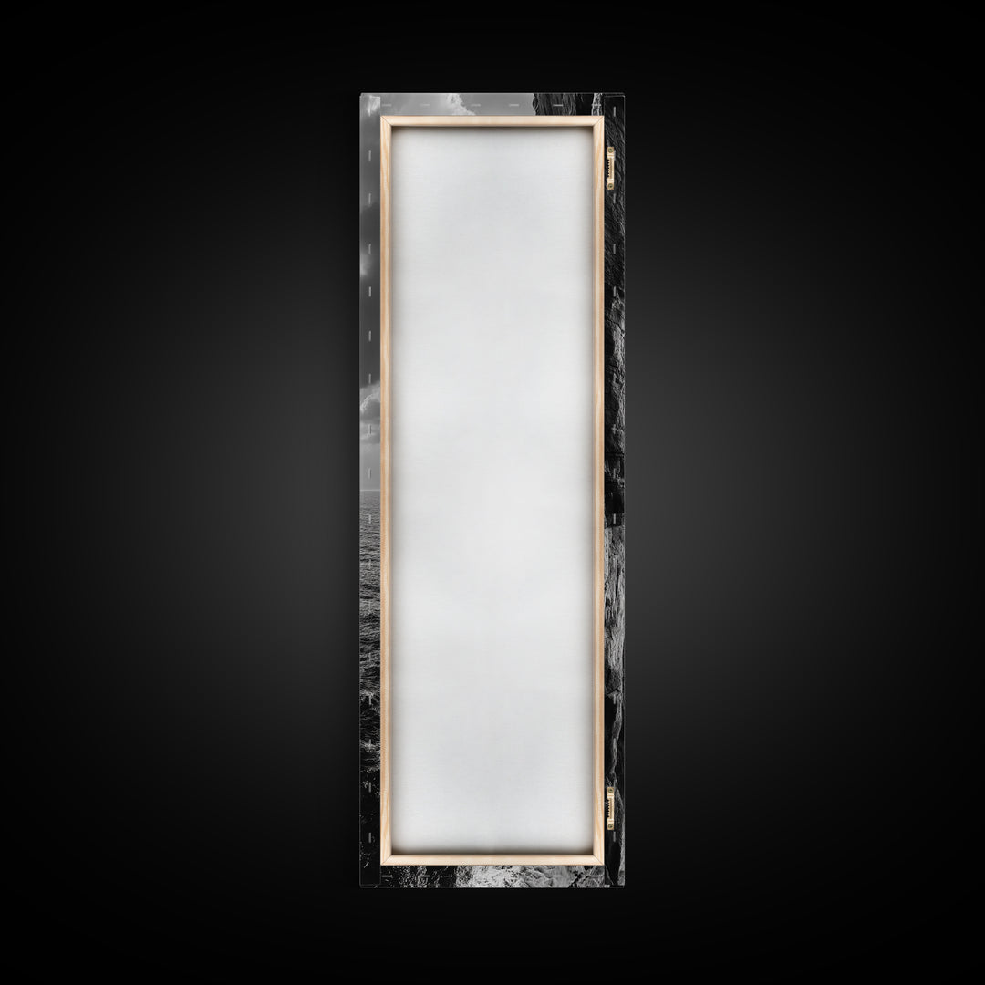 Cliff Edge, Ocean Depth, Moody Seascape, Framed Canvas Print, Coastal Wall Art, Black and White Photography, Office or Study Decor