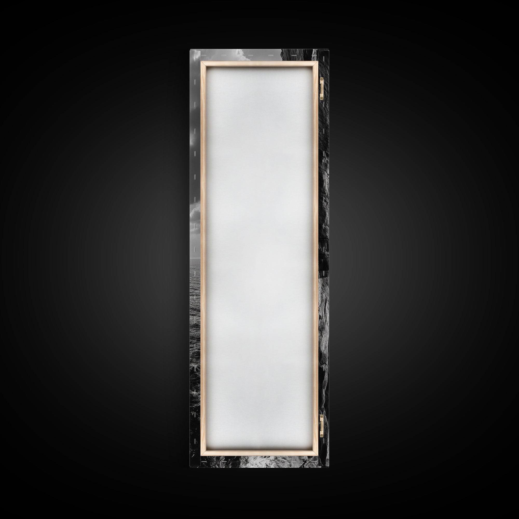 Cliff Edge, Ocean Depth, Moody Seascape, Framed Canvas Print, Coastal Wall Art, Black and White Photography, Office or Study Decor