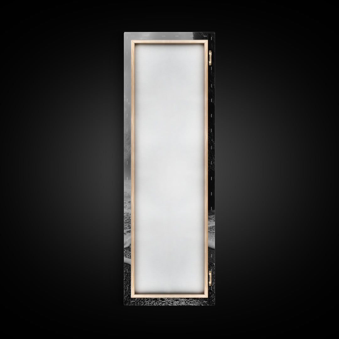 Coastal Rocks, Ocean Mist, Dreamy Seascape, Monochrome Coastline, Nature Photography Canvas Print, Moody Living Room Wall Art