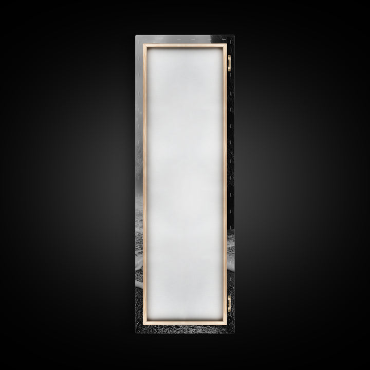 Coastal Rocks, Ocean Mist, Dreamy Seascape, Monochrome Coastline, Nature Photography Canvas Print, Moody Living Room Wall Art