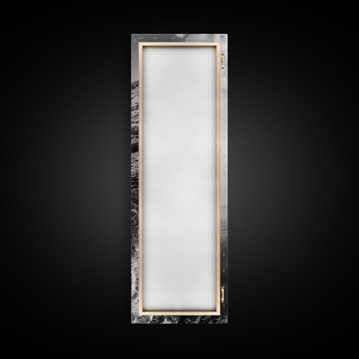 Cliffside Calm, Ocean View, Rock Texture, Seaside Stillness Framed Canvas Print, Modern Office Wall Art, Coastal Minimalist Decor