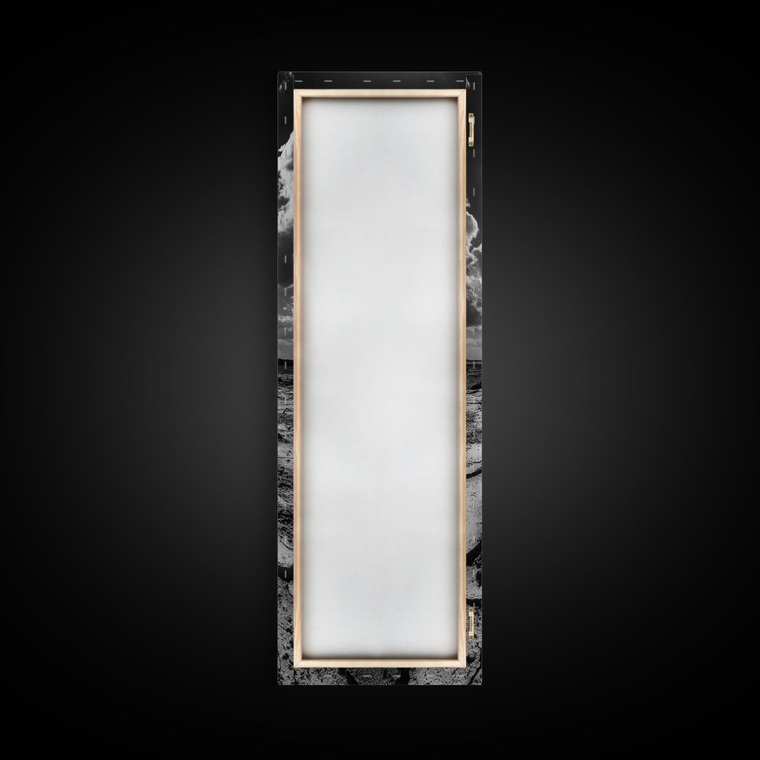 Cracked Earth, Sunburst Sky, Natural Texture, Desert Landscape, Framed Canvas Print, Rustic Decor, Earth Tone Art, Office Wall Art