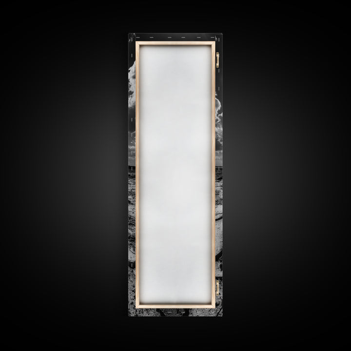 Cracked Earth, Sunburst Sky, Natural Texture, Desert Landscape, Framed Canvas Print, Rustic Decor, Earth Tone Art, Office Wall Art