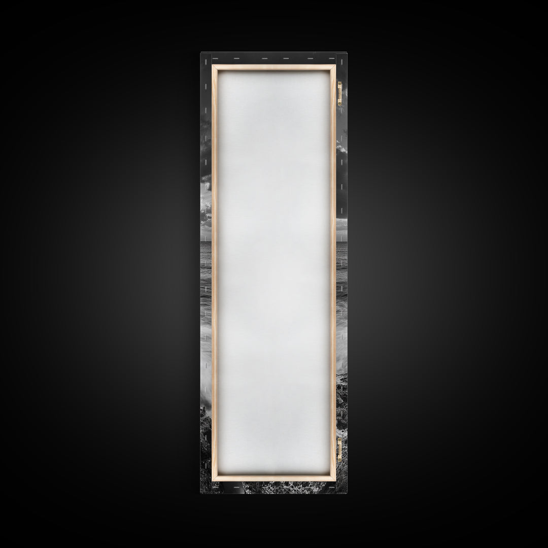 Rocky Sea, Glowing Horizon, Soft Waves, Twilight Sky, Canvas Print, Coastal Art, Living Room Wall Art, Seaside Modern Decor