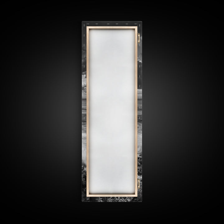 Rocky Sea, Glowing Horizon, Soft Waves, Twilight Sky, Canvas Print, Coastal Art, Living Room Wall Art, Seaside Modern Decor