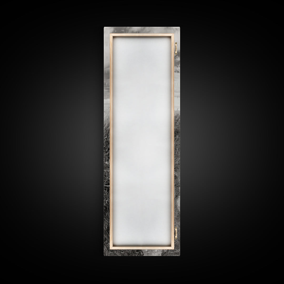 Rural Path, Weathered Stone, Grassy Trail, Framed Canvas Print, Rustic Nature Wall Art, Minimalist Entryway Decor, Autumn Landscape Art