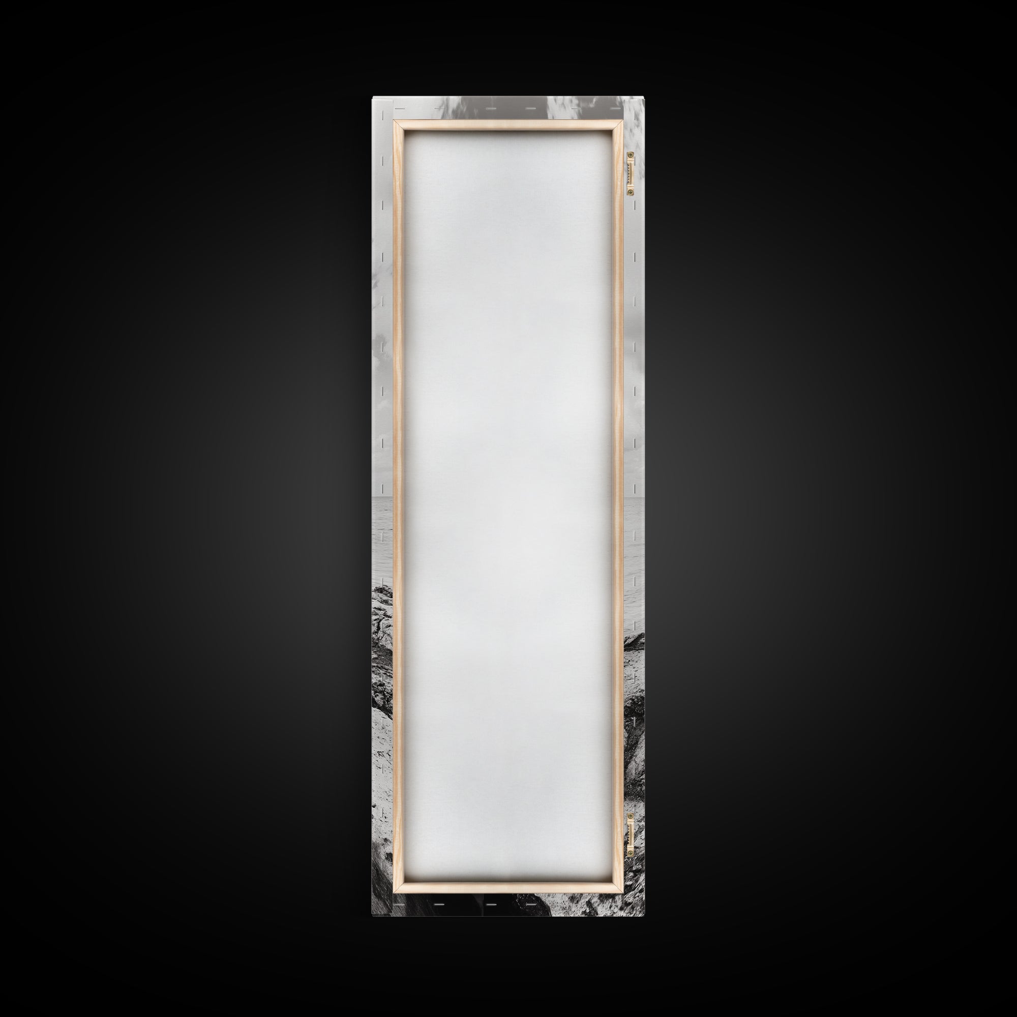 Coastal Pipe, Ocean View, Rusted Metal, Framed Canvas Print, Industrial Nautical Art, Bathroom Wall Decor, Minimal Seaside Landscape